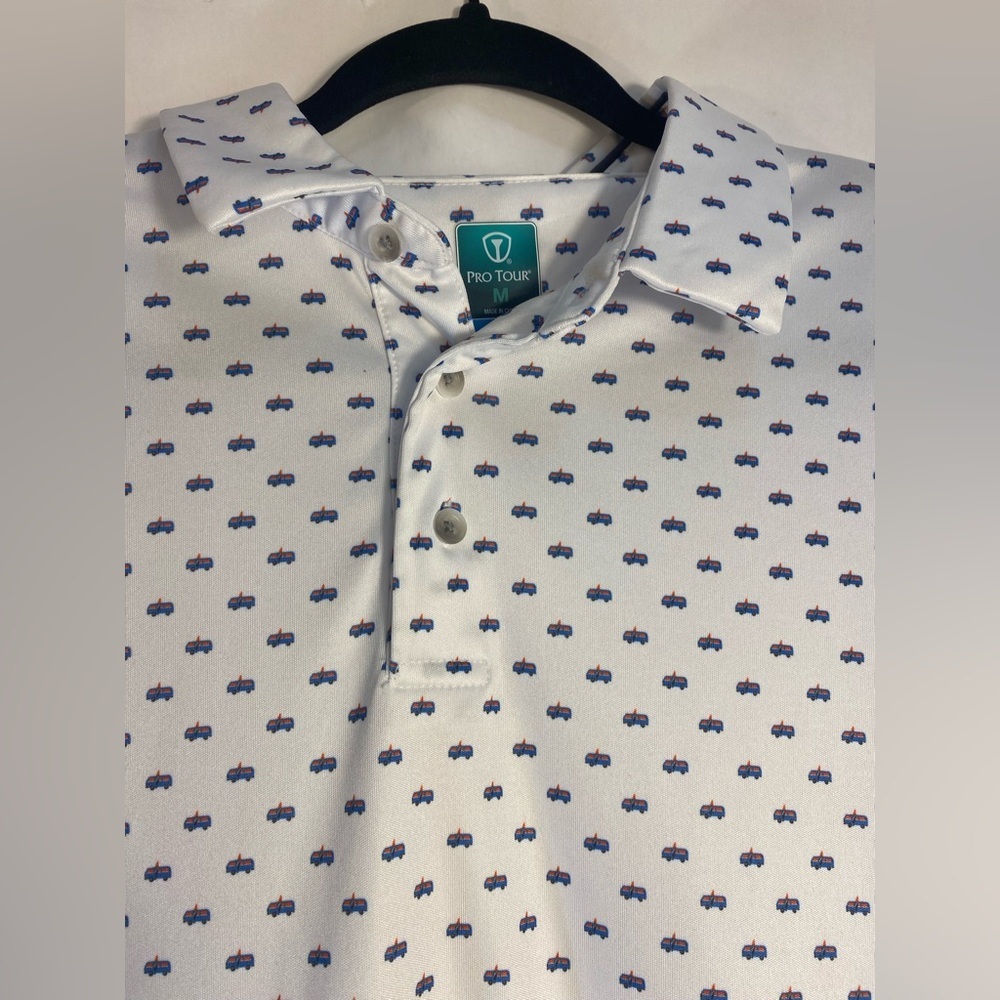 PRO TOUR Men's CoolPlay Short‎ Sleeve Golf Polo Shirt VW Bus Graphic Size Medium